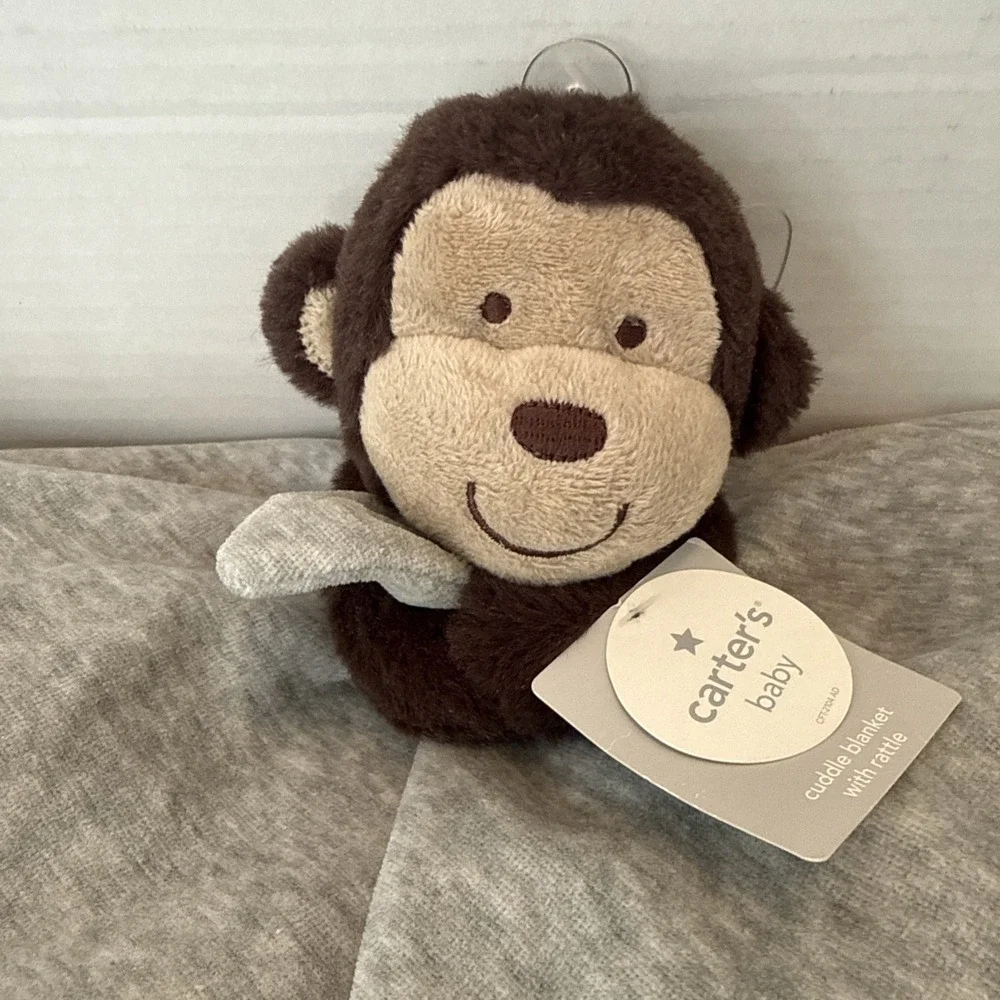 Carters Bananas Over Mommy Lovey Security Cuddle Blanket Rattle Satin Backing